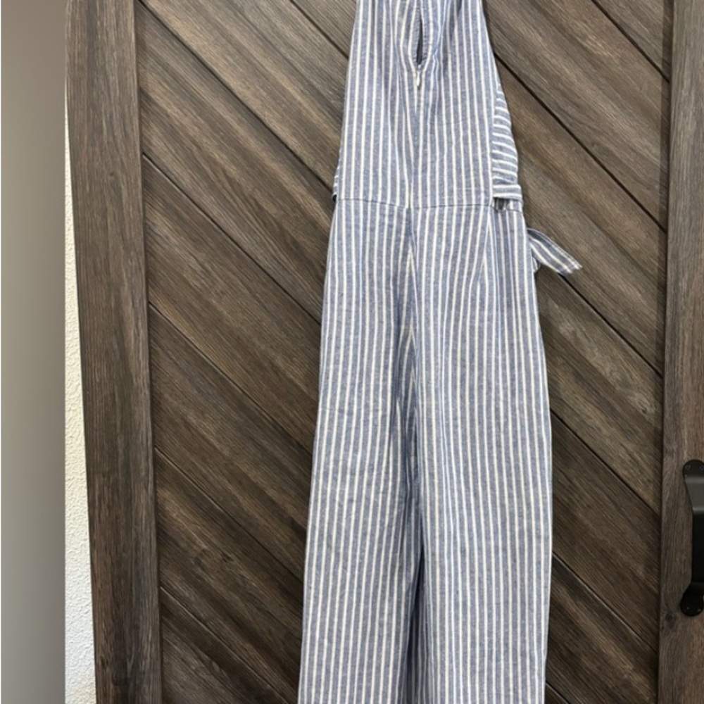Anthropologie Blue and White Striped Jumpsuit, Size M - Picture 3 of 4